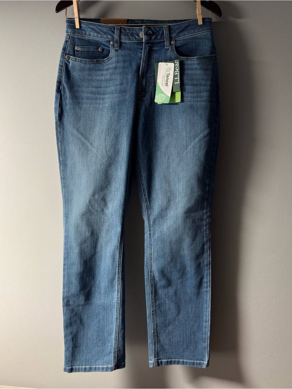 L.L. Bean Straight-Leg Jeans in Medium Blue Wash